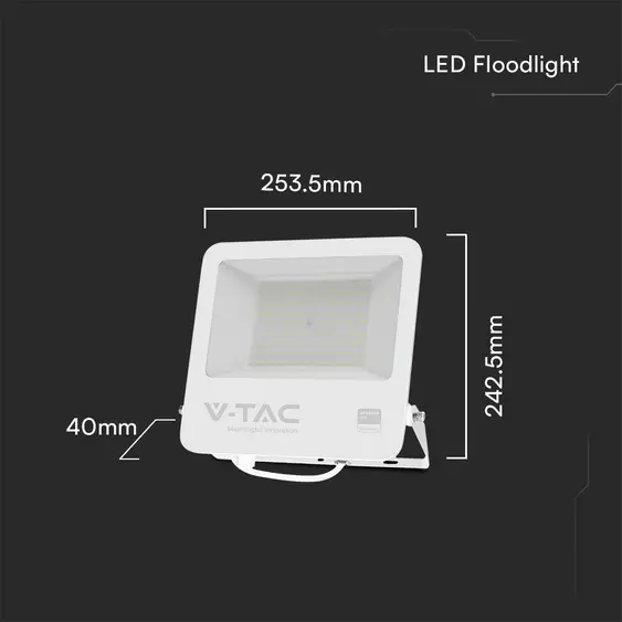 V-TAC LED reflektor 100W, hideg fehér, fehér házzal - SKU 23443
