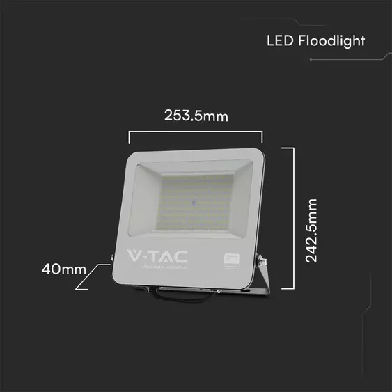 V-TAC LED reflektor 100W, hideg fehér, fekete házzal - SKU 23441