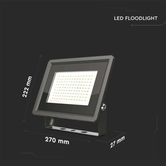 V-TAC LED reflektor 100W hideg fehér, fekete házzal - SKU 6723
