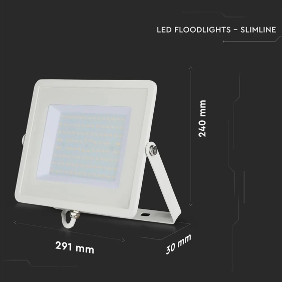 V-TAC LED reflektor 100W hideg fehér Samsung chip, fehér házzal - SKU 21417