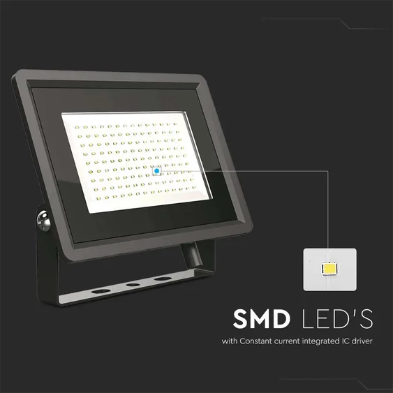 V-TAC LED reflektor 100W meleg fehér, fekete házzal - SKU 6721
