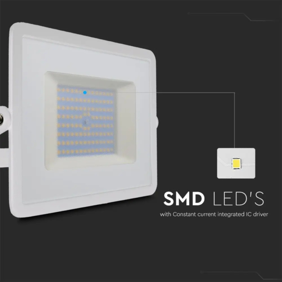 V-TAC LED reflektor 100W természetes fehér, fehér házzal - SKU 215968