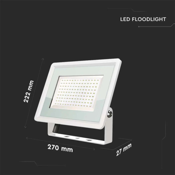V-TAC LED reflektor 100W természetes fehér, fehér házzal - SKU 6725