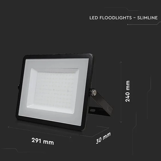 V-TAC LED reflektor 100W természetes fehér Samsung chip, fekete házzal - SKU 21413