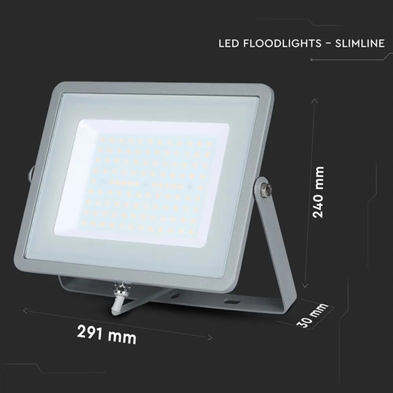 V-TAC LED reflektor 100W természetes fehér Samsung chip, szürke házzal - SKU 21473