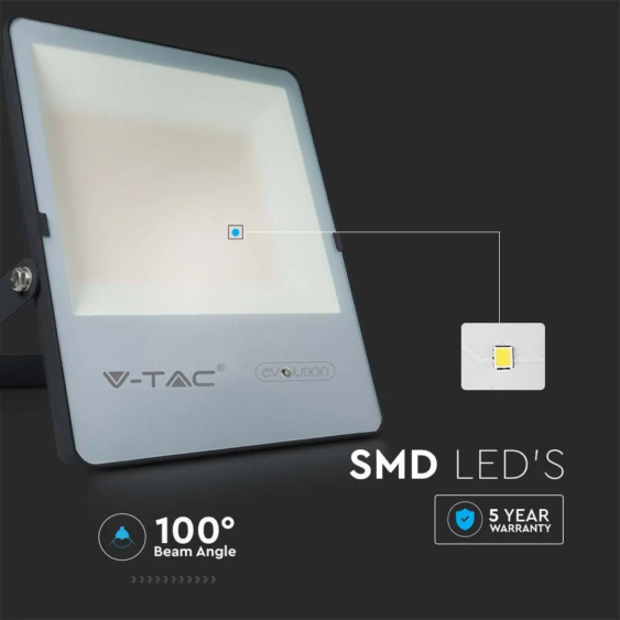 V-TAC LED reflektor 150W természetes fehér, fekete házzal, 157 Lm/W - SKU 20455