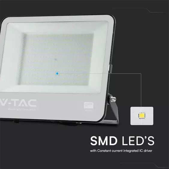 V-TAC LED reflektor 200W, hideg fehér, fekete házzal - SKU 23444