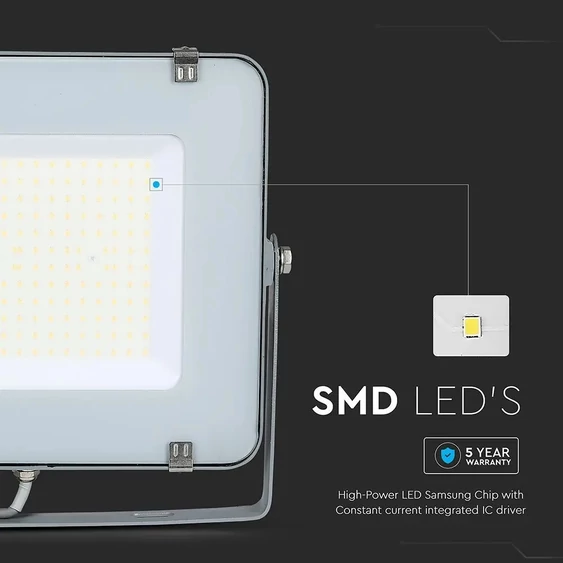 V-TAC LED reflektor 200W természetes fehér 115 Lm/W, szürke házzal - SKU 21789