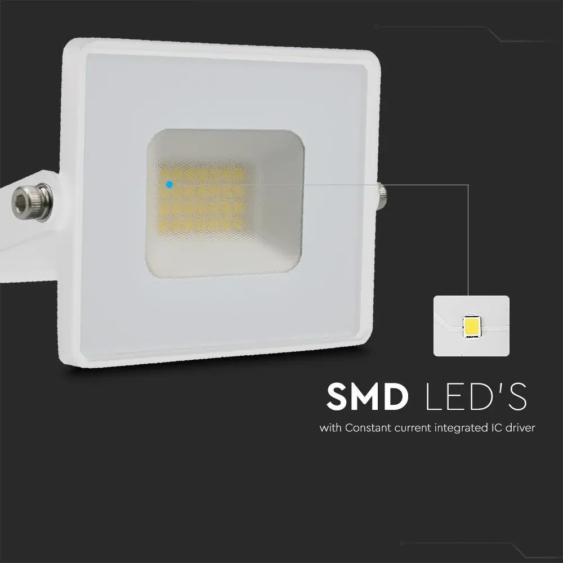 V-TAC LED reflektor 20W hideg fehér ?? Lm/W, fehér házzal - SKU 215951