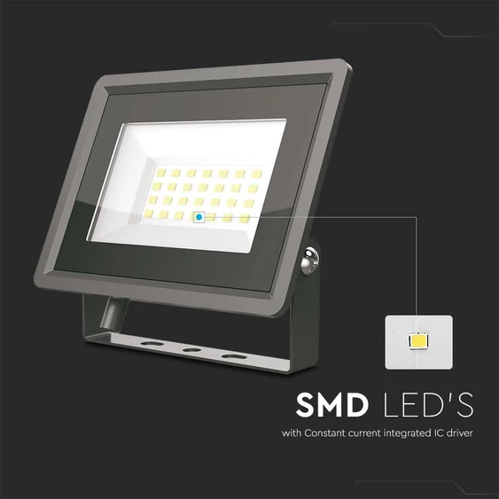 V-TAC LED reflektor 20W meleg fehér, fekete házzal - SKU 6737