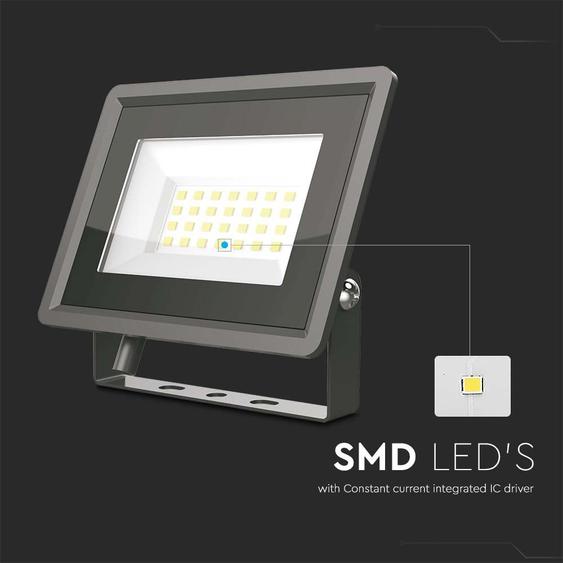 V-TAC LED reflektor 20W meleg fehér, fekete házzal - SKU 6737