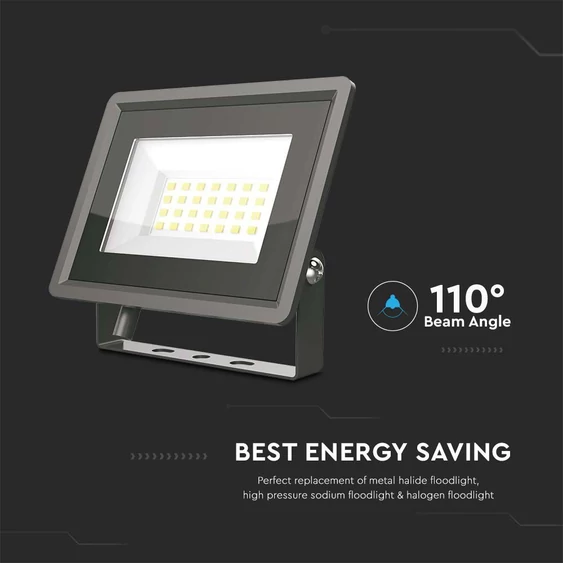 V-TAC LED reflektor 20W meleg fehér, fekete házzal - SKU 6737