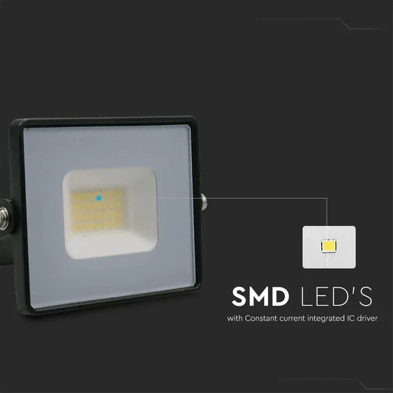 V-TAC LED reflektor 20W meleg fehér ?? Lm/W, fekete házzal - SKU 215946