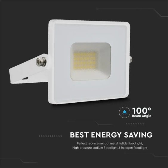 V-TAC LED reflektor 20W természetes fehér, fehér házzal - SKU 215950