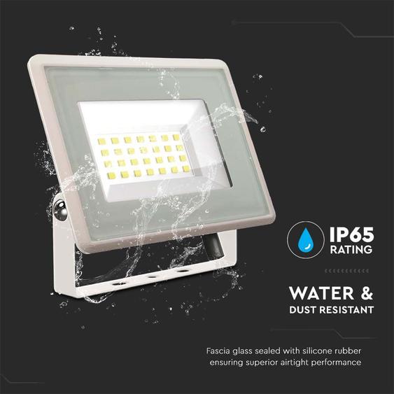 V-TAC LED reflektor 20W természetes fehér, fehér házzal - SKU 6741