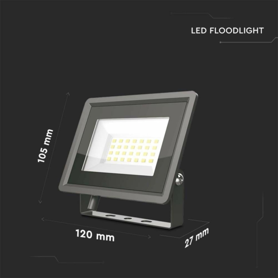 V-TAC LED reflektor 20W természetes fehér, fekete házzal - SKU 6738