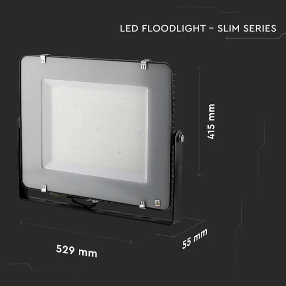 V-TAC LED reflektor 300W hideg fehér 115 Lm/W, fekete házzal - SKU 21792
