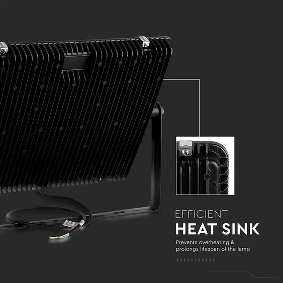 V-TAC LED reflektor 300W hideg fehér 115 Lm/W, fekete házzal - SKU 21792