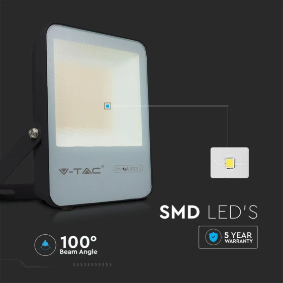 V-TAC LED reflektor 30W hideg fehér, fekete házzal, 157LM/W - SKU 20450