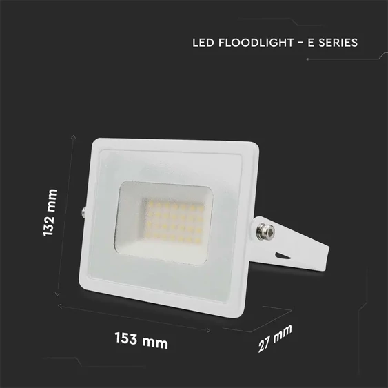 V-TAC LED reflektor 30W meleg fehér, fehér házzal - SKU 215955