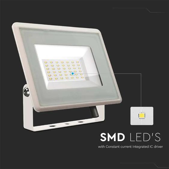 V-TAC LED reflektor 30W meleg fehér, fehér házzal - SKU 6746