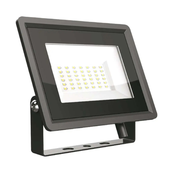 V-TAC LED reflektor 30W meleg fehér, fekete házzal - SKU 6743