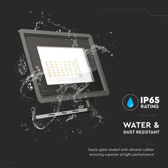 V-TAC LED reflektor 30W meleg fehér, fekete házzal - SKU 6743