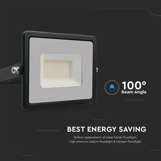 V-TAC LED reflektor 30W meleg fehér ?? Lm/W, fekete házzal - SKU 215952