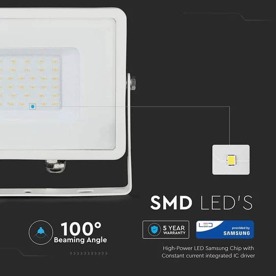 V-TAC LED reflektor 30W meleg fehér Samsung chip - SKU 403