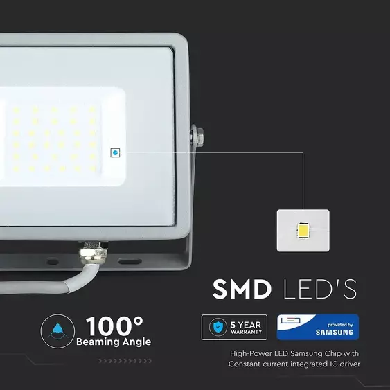 V-TAC LED reflektor 30W meleg fehér Samsung chip - SKU 454