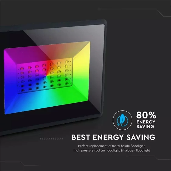 V-TAC LED reflektor 30W RGB, színes fényvető távirányítóval - SKU 5995