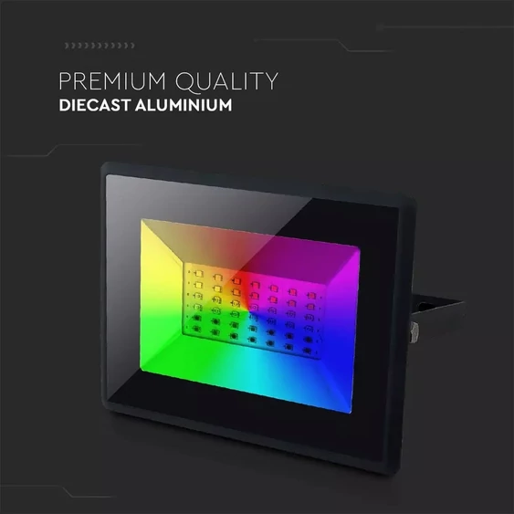 V-TAC LED reflektor 30W RGB, színes fényvető távirányítóval - SKU 5995