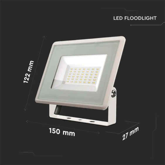 V-TAC LED reflektor 30W természetes fehér, fehér házzal - SKU 6747