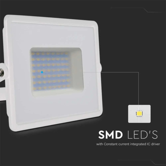 V-TAC LED reflektor 50W hideg fehér, fehér házzal - SKU 215963