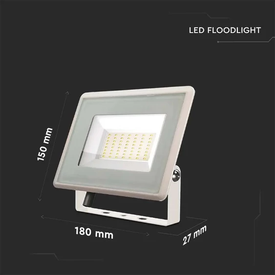 V-TAC LED reflektor 50W hideg fehér, fehér házzal - SKU 6754
