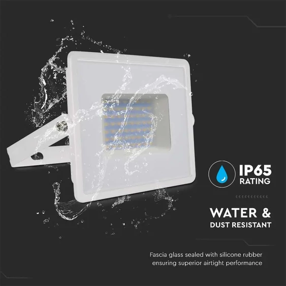 V-TAC LED reflektor 50W meleg fehér ?? Lm/W, fehér házzal - SKU 215961