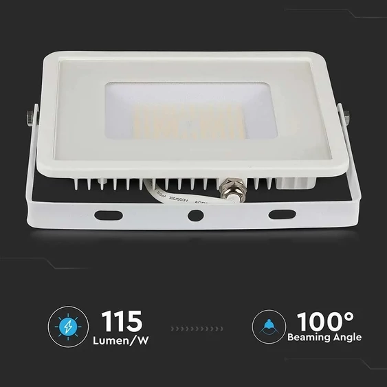 V-TAC LED reflektor 50W természetes fehér 115 Lm/W, fehér házzal - SKU 21762