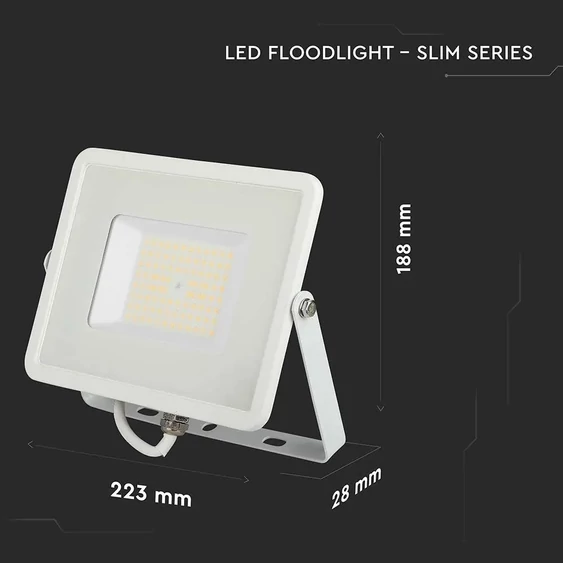 V-TAC LED reflektor 50W természetes fehér 115 Lm/W, fehér házzal - SKU 21762