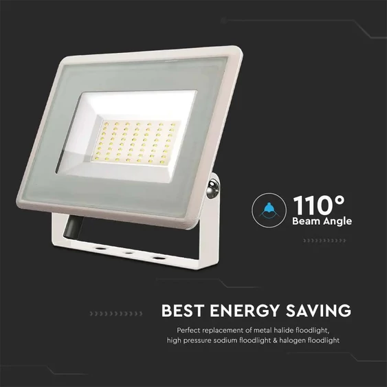 V-TAC LED reflektor 50W természetes fehér, fehér házzal - SKU 6753