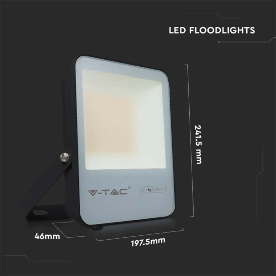 V-TAC LED reflektor 50W természetes fehér, fekete házzal, 157 Lm/W - SKU 20451
