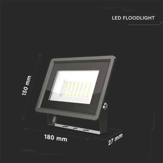 V-TAC LED reflektor 50W természetes fehér, fekete házzal - SKU 6750