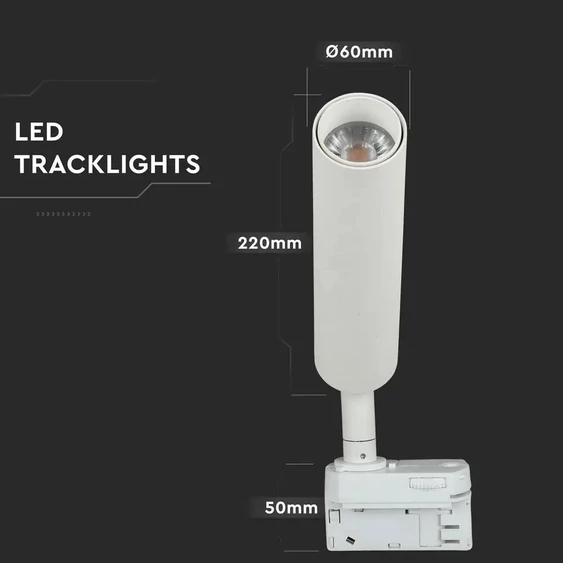 V-TAC LED sínes spotlámpa állítható 20W CRI>90 meleg fehér - SKU 362