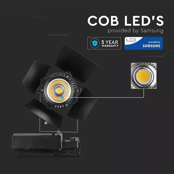 V-TAC LED sínes spotlámpa állítható 33W CRI&gt;90 meleg fehér - SKU 371