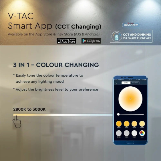 V-TAC LED sínes spotlámpa állítható dimmelhető 15W változtatható színhőmérséklet - SKU 1456