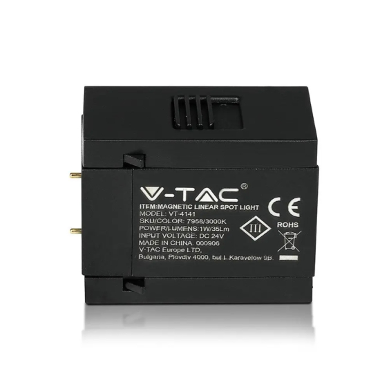 V-TAC LED spotlámpa mágneses sínhez 1W CRI&gt;90 UGR&lt;19 meleg fehér - SKU 7958