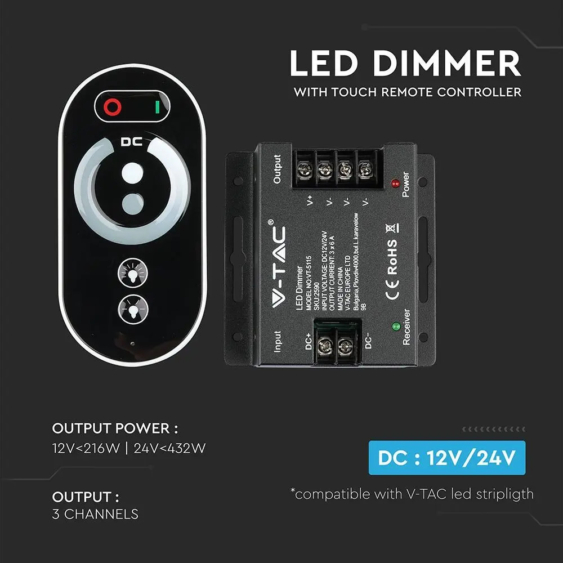 V-TAC LED szalag dimmer távirányítóval 12/24V - SKU 2590
