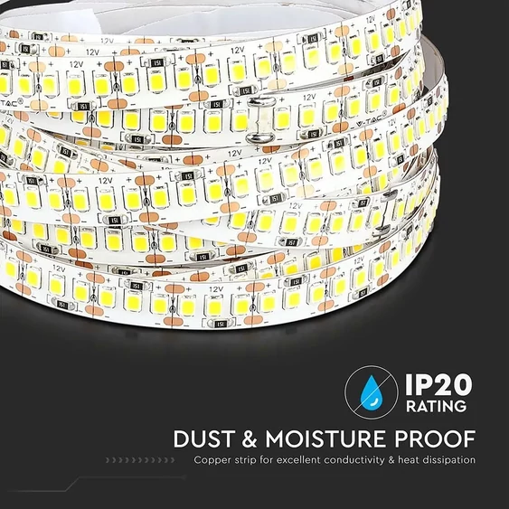 V-TAC LED szalag IP20 SMD 2835 chip 204 db/m természetes fehér - SKU 2462