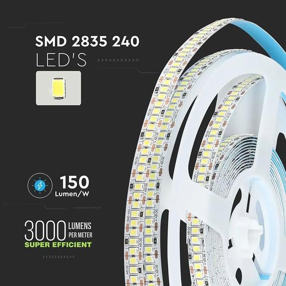 V-TAC LED szalag IP20 SMD 2835 chip 240 db/m természetes fehér - SKU 2165