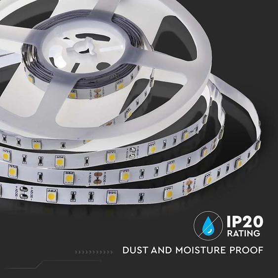 V-TAC LED szalag IP20 SMD 5050 chip 30 db/m hideg fehér, 80LM/W - SKU 212133
