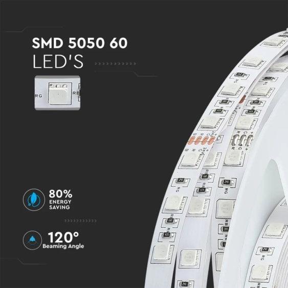 V-TAC LED szalag IP20 SMD 5050 chip 60 db/m RGB - SKU 2591